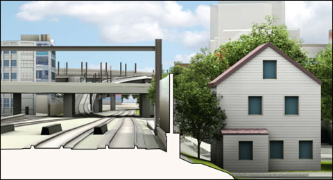Green Line extension noise wall